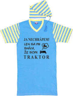 Nočná košeľa modro-žltá Traktor