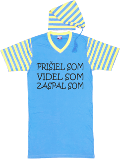 Nočná košeľa modro-žltá "Prišiel som"
