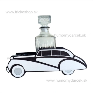 Auto biele drevo + fl.+poháriky